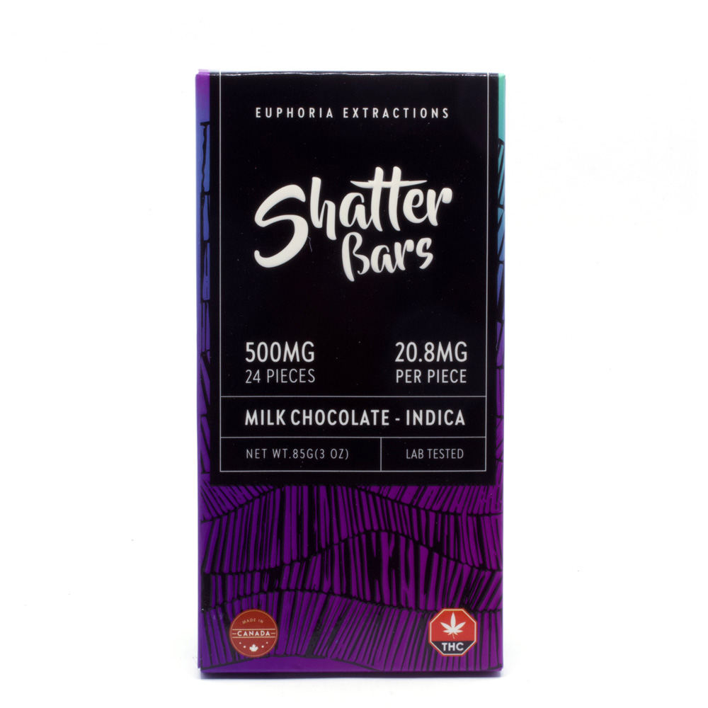 500mg Indica Milk Chocolate Shatter Bar by Euphoria