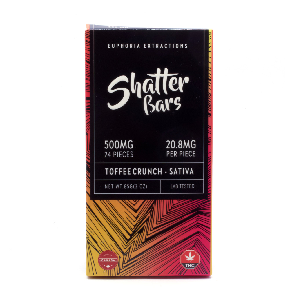  500mg Sativa Toffee Crunch Shatter Bar by Euphoria